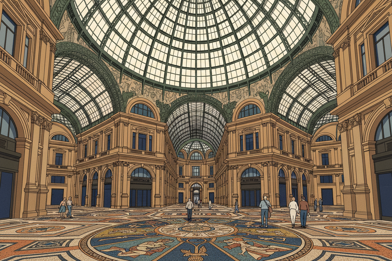 La galleria Umberto I di Napoli versione stilizzata tipo illustrazione.